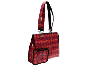 ORANGE SHOPPER BAG WITH FLORAL FANTASY. MODEL PEPE MADE OF LORRY TARPAULIN - Image 3