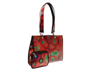 ORANGE SHOPPER BAG WITH ABSTRACT FANTASY. MODEL PEPE MADE OF LORRY TARPAULIN - Image 3