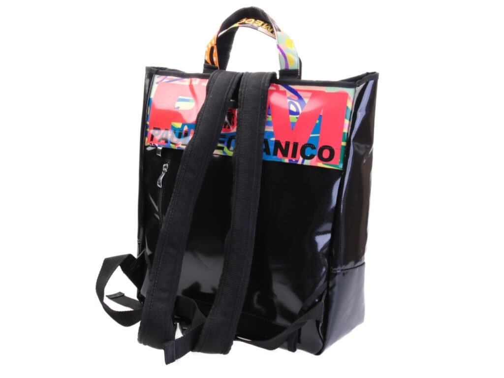 2 IN 1 BRIEFCASE AND BACKPACK POP FANTASY. MODEL HYBRID MADE OF LORRY TARPAULIN.