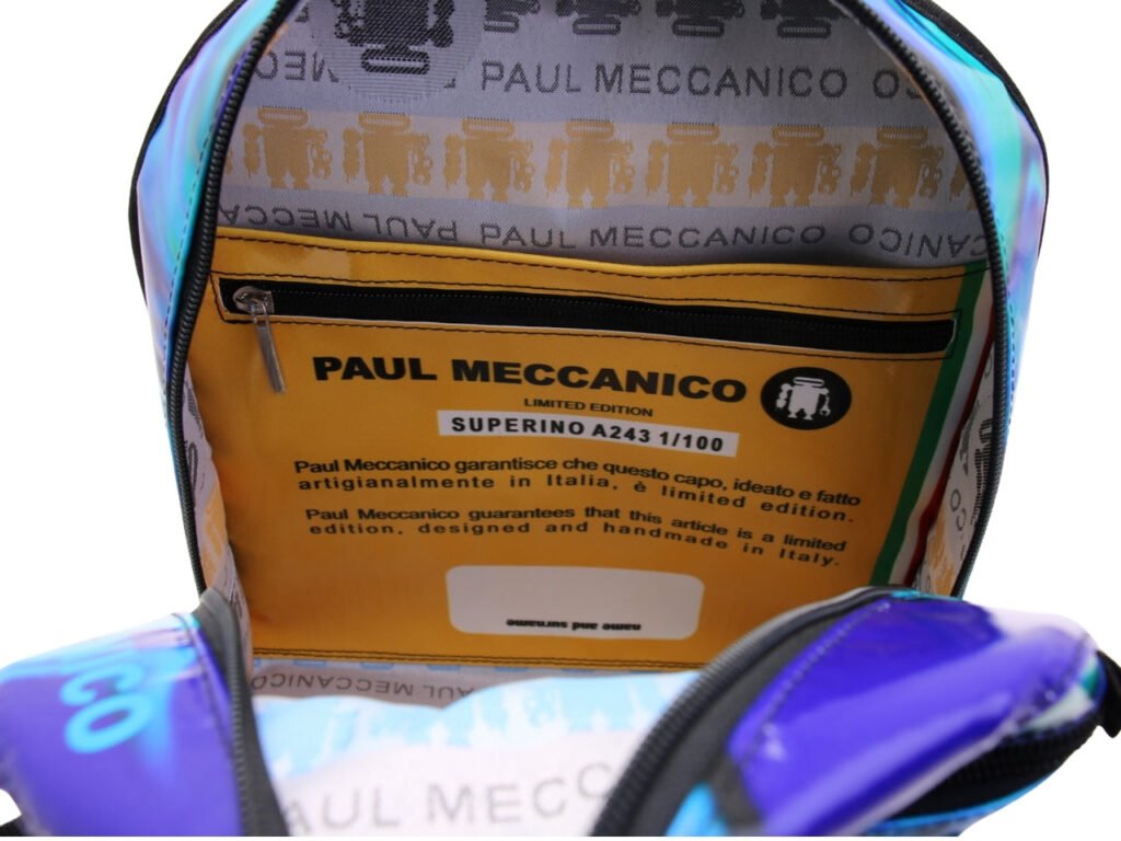 ...ZAINO CON FANTASIA TIE DYE. MODELLO SUPERINO REALIZZATO CON TELONI DI CAMION.