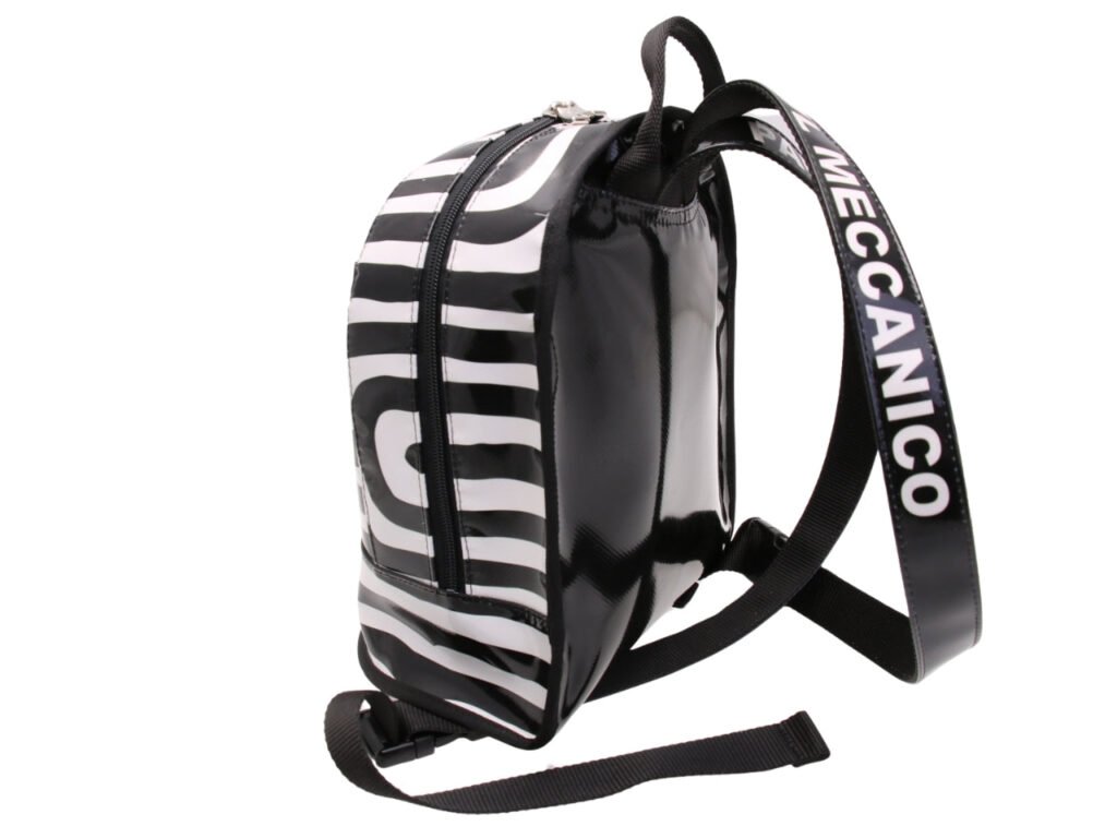 ...BACKPACK WITH BLACK & WHITE FANTASY. MODEL SUPERINO MADE OF LORRY TARPAULIN.