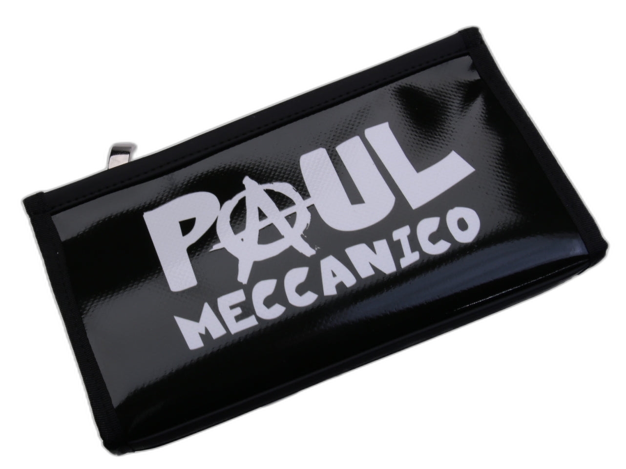 PORTAFOGLIO GRANDE DA DONNA BIANCO E NERO PAUL MECCANICO. FOSSA MODELLO REALIZZATA CON TELONI DI CAMION. - Edizione limitata Paul Meccanico