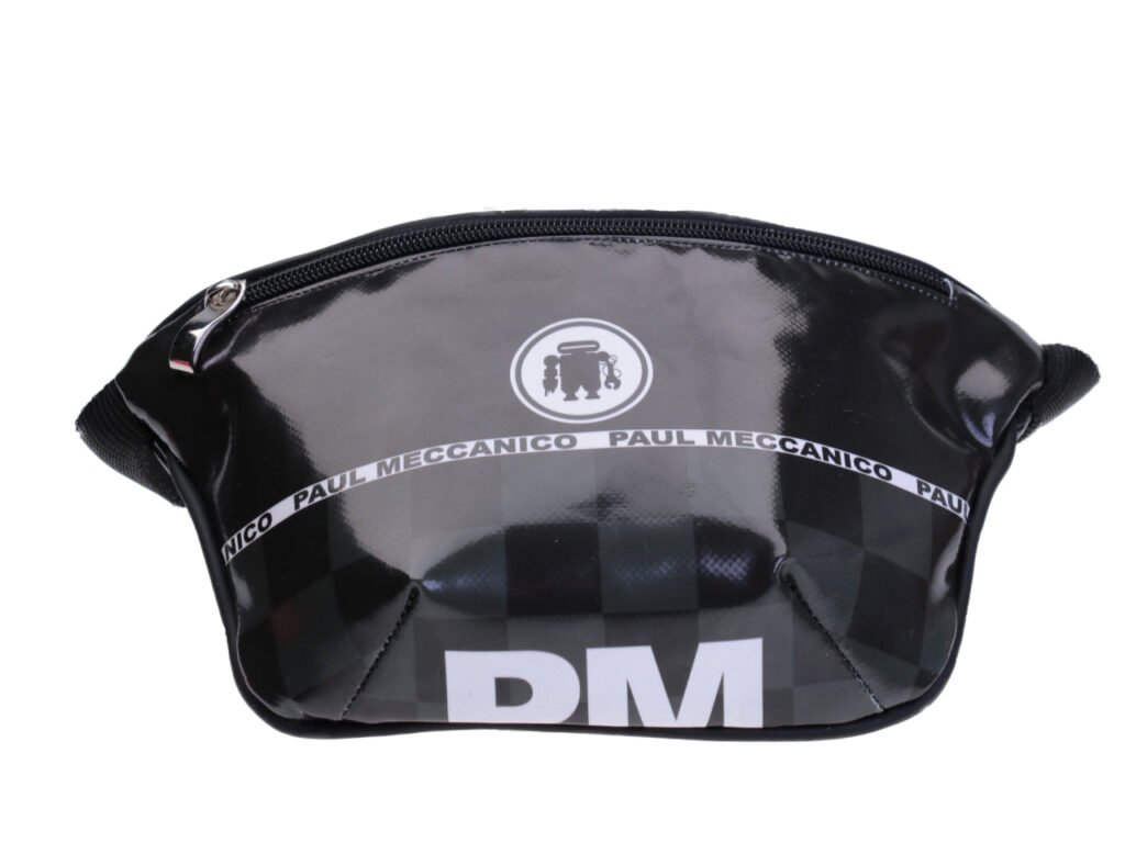 BORSA A TRACOLLA NERA. MODELLO FLEX REALIZZATO CON TELONE DA CAMION. - Edizione limitata Paul Meccanico