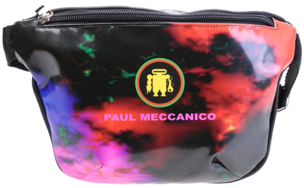 BORSA IN VITA CON FANTASIA TIE DYE. MODELLO FLEX REALIZZATO CON TELONI DI CAMION. - Edizione limitata Paul Meccanico