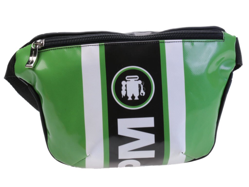 MARSUPIO VERDE, NERO E BIANCO. MODELLO FLEX REALIZZATO CON TELONE DA CAMION. - Edizione limitata Paul Meccanico