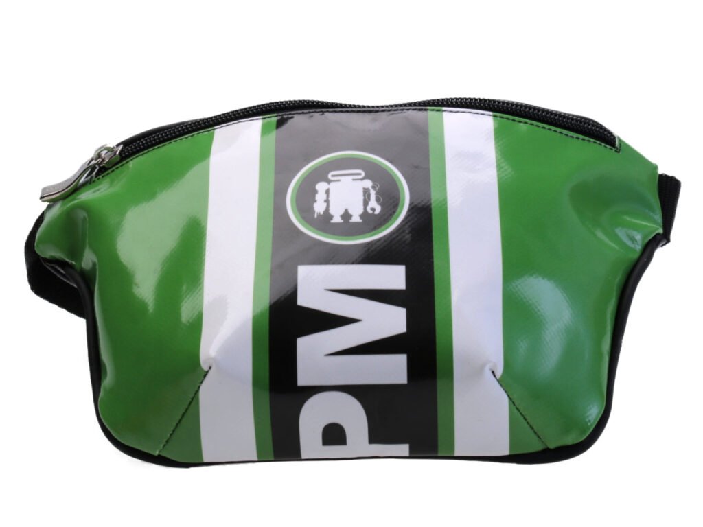 MARSUPIO VERDE, NERO E BIANCO. MODELLO FLEX REALIZZATO CON TELONE DA CAMION. - Edizione limitata Paul Meccanico