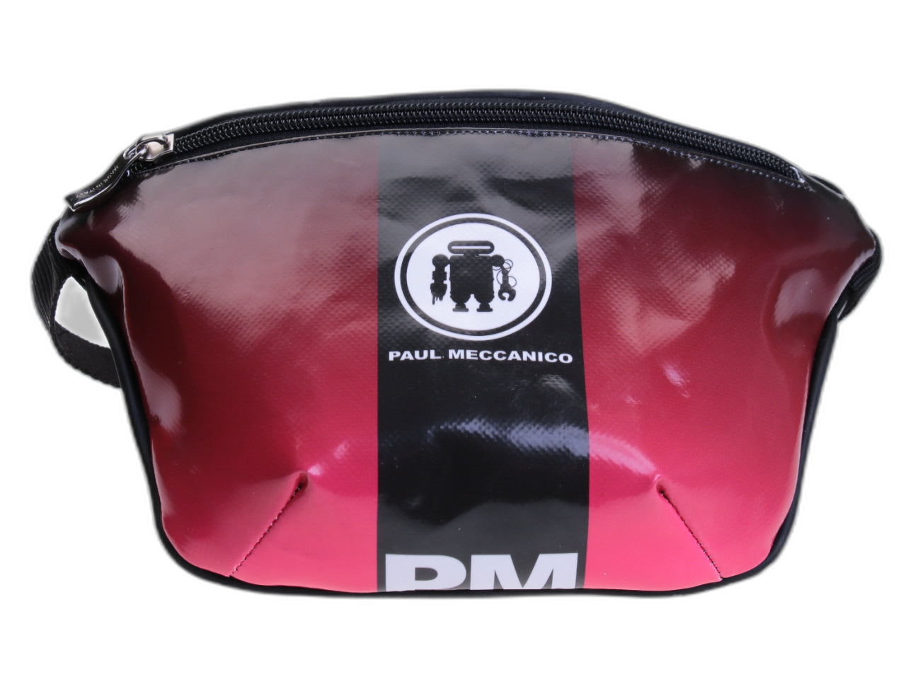 BORSA DA VIAGGIO NERA E ROSSO SCURO. MODELLO FLEX REALIZZATO CON TELONE DA CAMION. - Edizione limitata Paul Meccanico