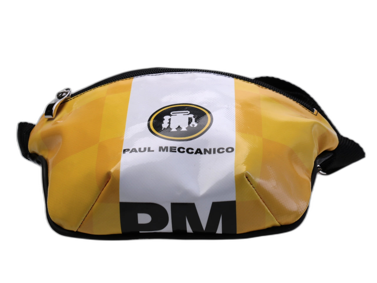 BORSA A TRACOLLA GIALLA E BIANCA. MODELLO FLEX REALIZZATO CON TELONE DA CAMION. - Edizione limitata Paul Meccanico