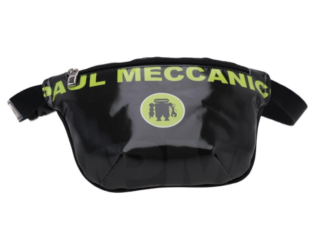 MARSUPIO NERO E VERDE FLUORESCENTE. MODELLO FLEX REALIZZATO CON TELONE DA CAMION. - Edizione limitata Paul Meccanico