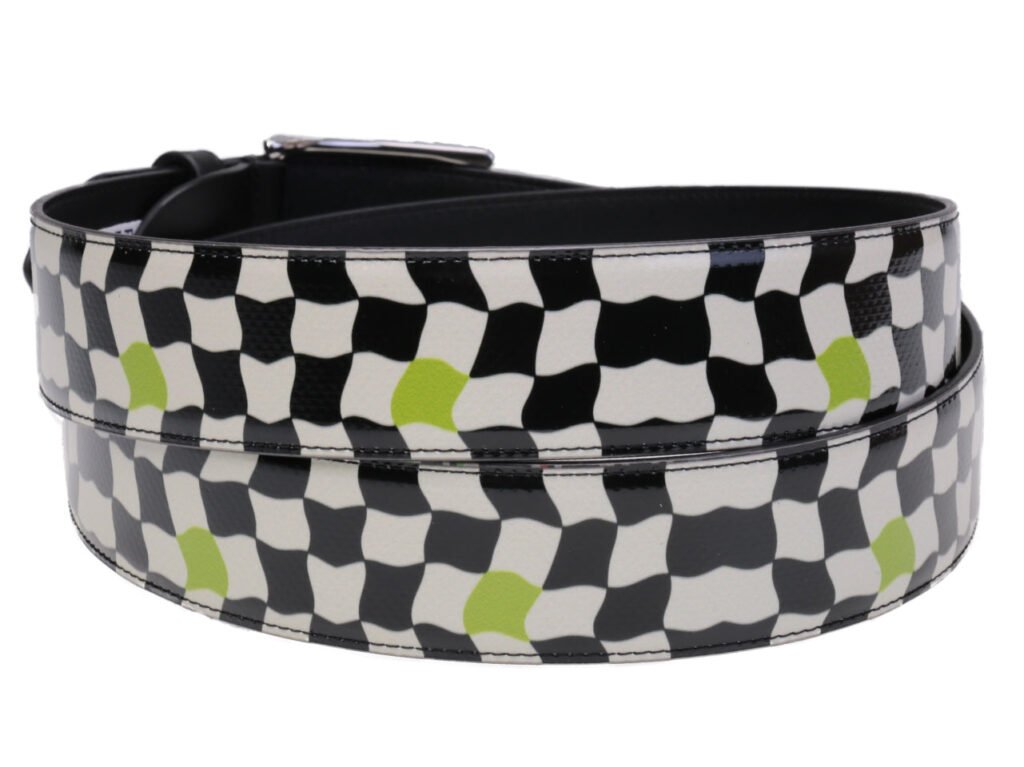 CINTURA DA UOMO BIANCA E NERA REALIZZATA CON TELONI DI CAMION.