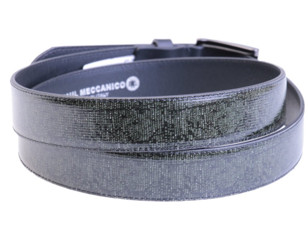 CINTURA DA DONNA NERA E VERDE SCURO "EFFETTO TESSUTO" IN TELONE DI CAMION.