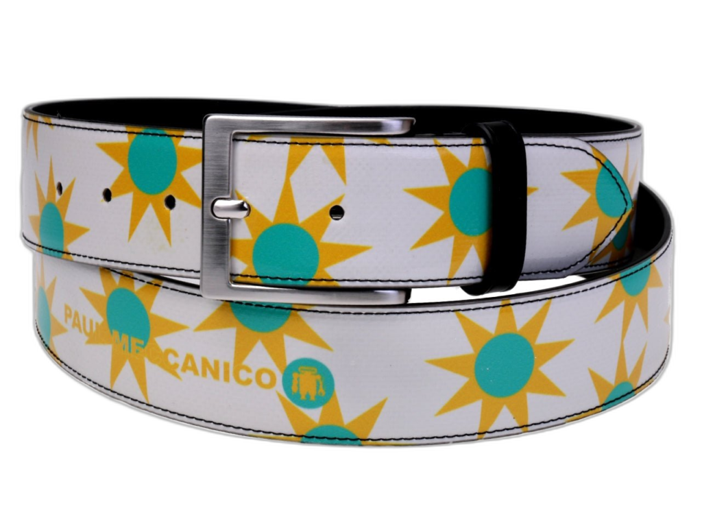 CINTURA BIANCA DA UOMO "SUN" REALIZZATA CON TELONI DI CAMION.