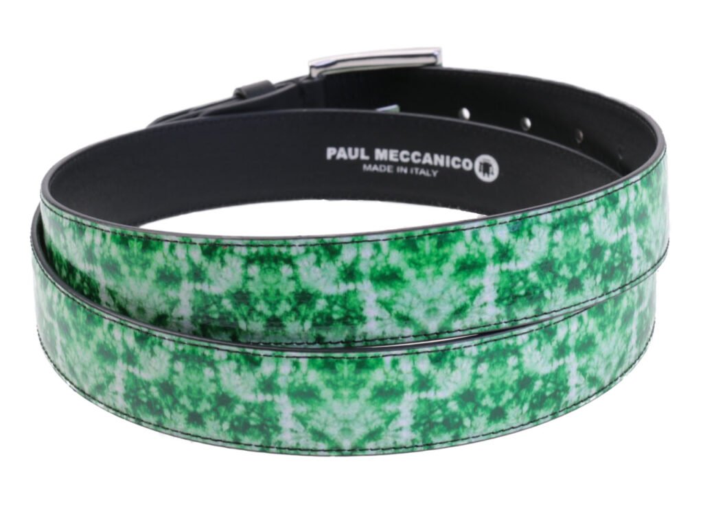 CINTURA VERDE DA DONNA IN FANTASIA TIE DYE REALIZZATA CON TELONI DI CAMION.