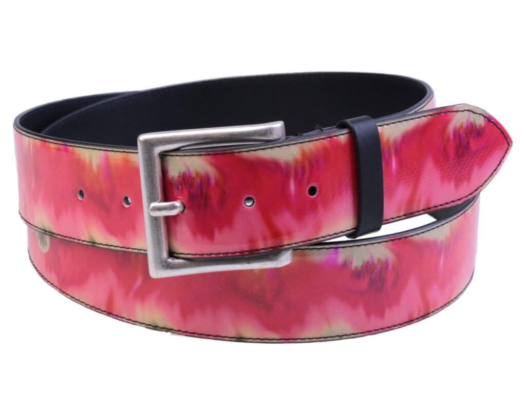 CINTURA DA UOMO IN FANTASIA TIE DYE REALIZZATA CON TELONI DI CAMION. - Pezzi unici Paul Meccanico
