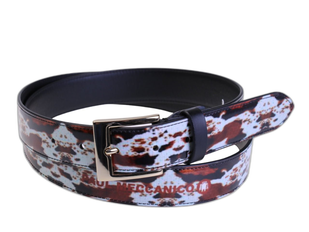 .CINTURA DA DONNA CON FANTASIA ANIMALIER REALIZZATA CON TELONI DI CAMION.