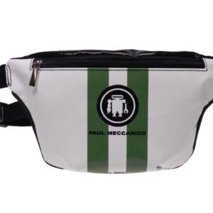 BORSA A TRACOLLA NEI COLORI VERDE, BIANCO E NERO REALIZZATA CON TELONI DI CAMION MODELLO FLEX. - Edizione limitata Paul Meccanico