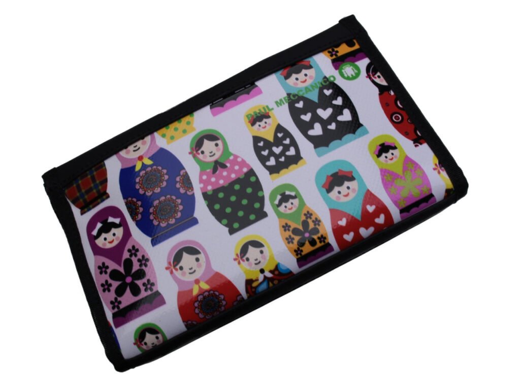 PORTAFOGLIO GRANDE DA DONNA BIANCO "MATRIOSKA". FOSSA MODELLO REALIZZATA CON IL TELONE DI UN CAMION. - Edizione limitata Paul Meccanico