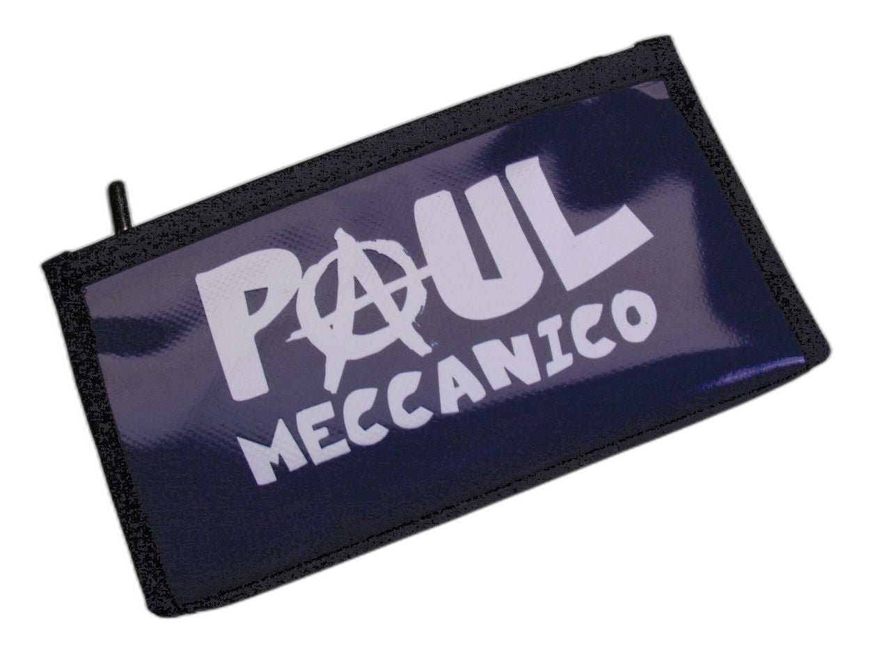 PORTAFOGLIO GRANDE DA DONNA BLU SCURO "PAUL MECCANICO". FOSSA MODELLO REALIZZATA CON IL TELONE DI UN CAMION.