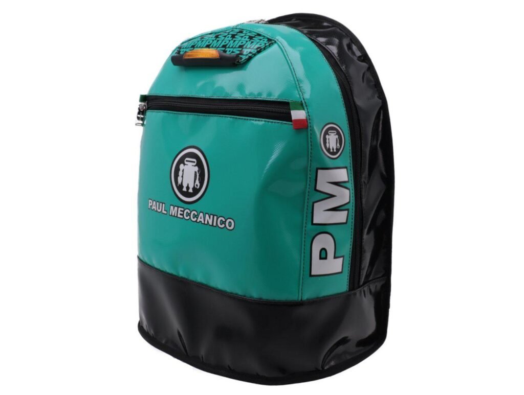 ZAINO VERDE MARE E NERO PAUL MECCANICO. MODELLO SUPER REALIZZATO CON TELONI DI CAMION. - Edizione limitata Paul Meccanico
