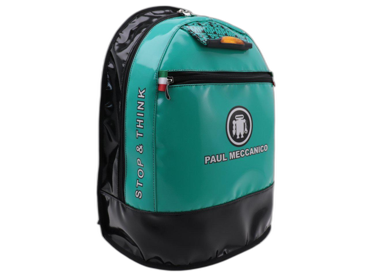 ZAINO VERDE MARE E NERO PAUL MECCANICO. MODELLO SUPER REALIZZATO CON TELONI DI CAMION. - Edizione limitata Paul Meccanico