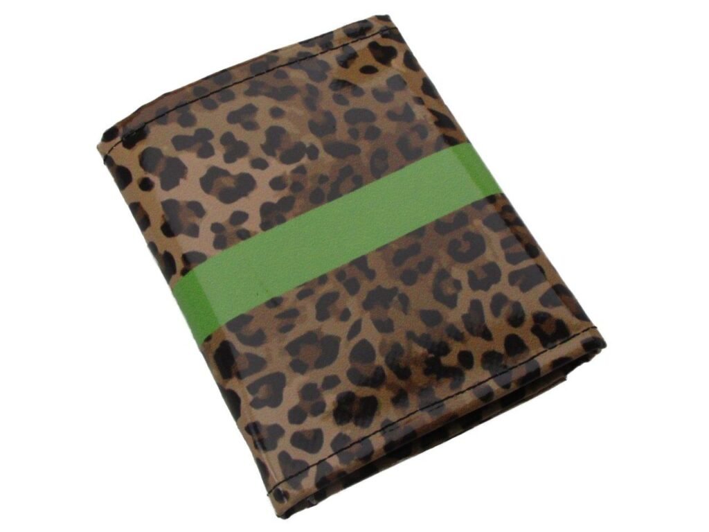 PORTAFOGLIO DONNA MARRONE E BEIGE COLORI FANTASIA ANIMALIER. MODELLO TREK REALIZZATO CON TELONI DI CAMION. - Paul Meccanico