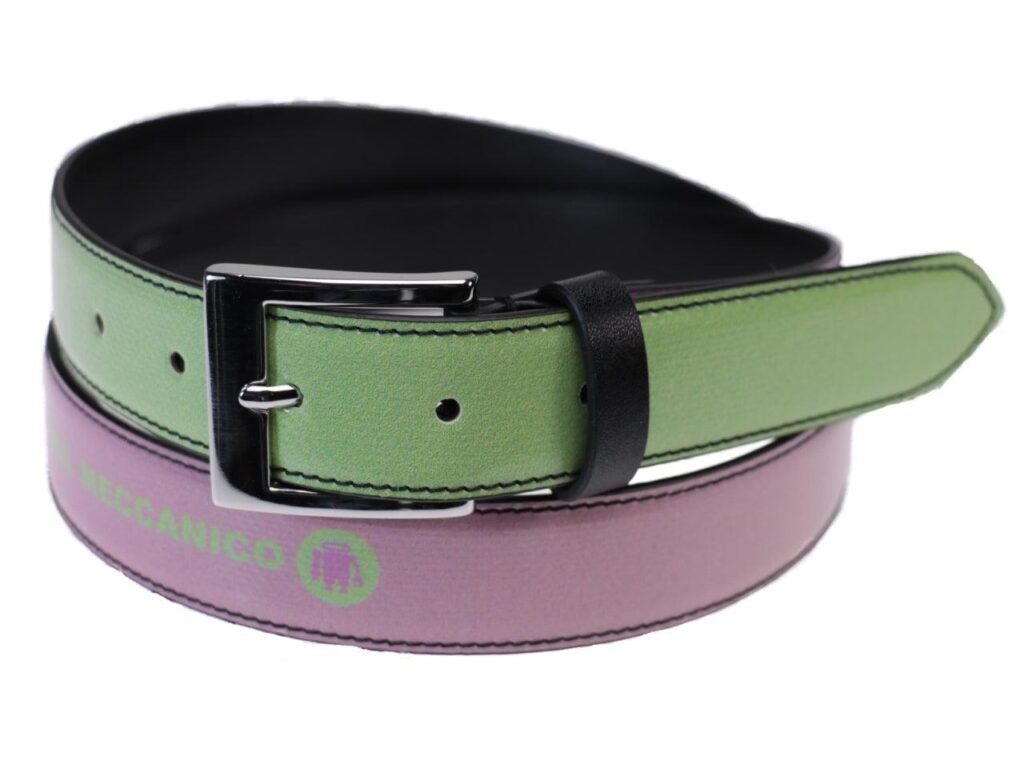 CINTURA DA DONNA ROSA E VERDE EFFETTO SFUMATO REALIZZATA CON TELONI DI CAMION. - Pezzi unici Paul Meccanico