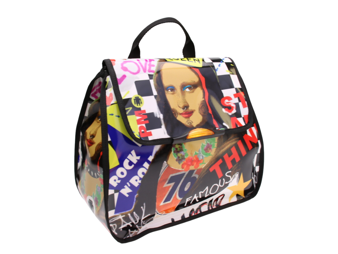 WOMEN'S BACKPACK POP STYLE. MODEL PULP MADE OF LORRY TARPAULIN.