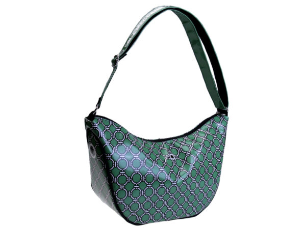 CRESCENT BAG GREEN COLOUR WITH NAUTICAL STYLE. MODEL SPLIT MADE OF LORRY TARPAULIN.