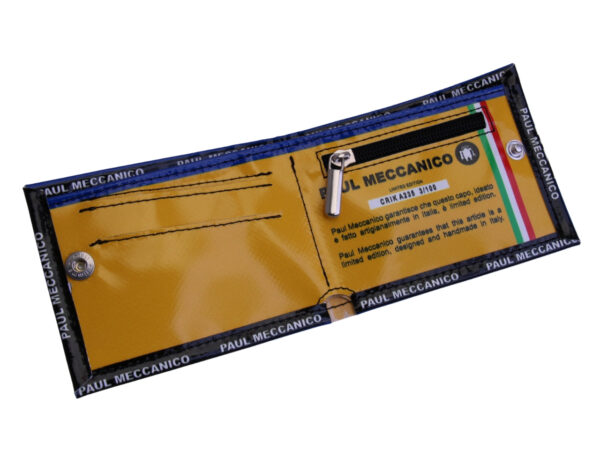 MEN'S WALLET ROYAL, BLACK AND WHITE. MODEL CRIK MADE OF LORRY TARPAULIN.