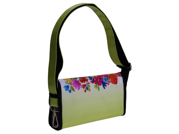 ...CLUTCH BAG FLORAL FANTASY. MODEL CANDY MADE OF LORRY TARPAULIN.