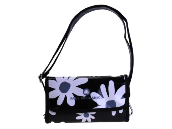 ...CLUTCH BAG FLORAL FANTASY. MODEL CANDY MADE OF LORRY TARPAULIN.