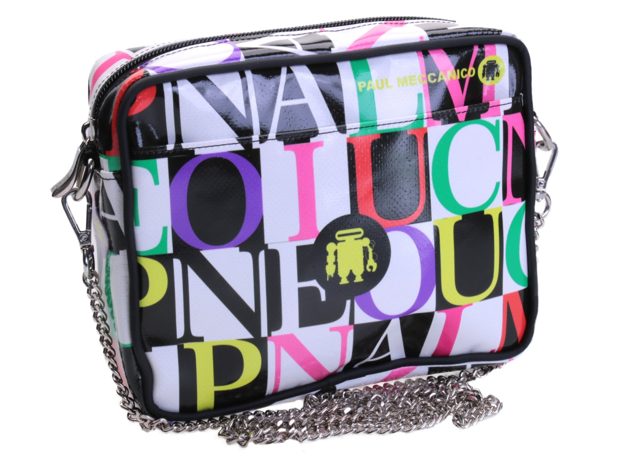 MULTICOLOR CLUTCH LETTER FANTASY. MODEL PARK MADE OF LORRY TARPAULIN.