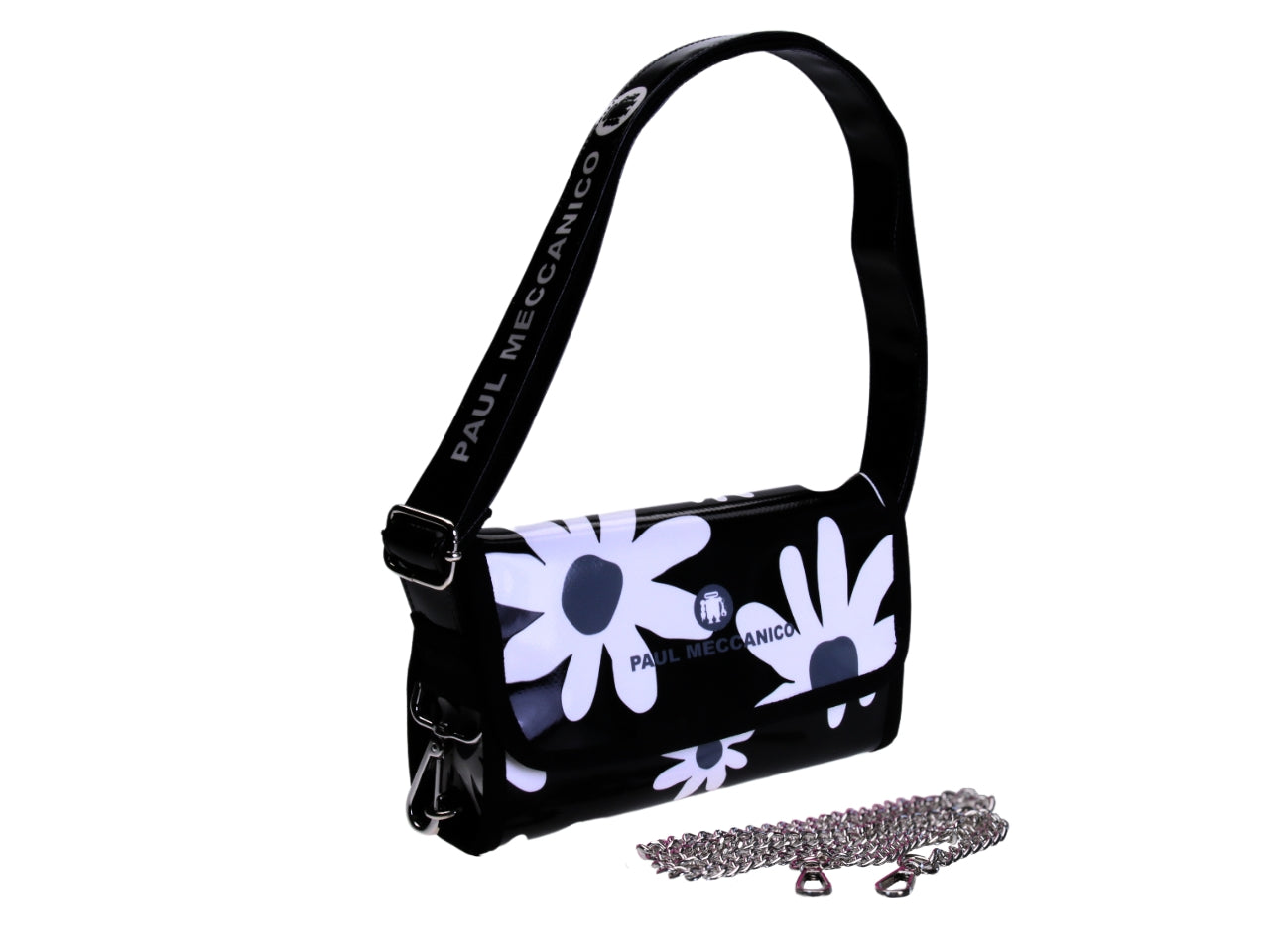 ...CLUTCH BAG FLORAL FANTASY. MODEL CANDY MADE OF LORRY TARPAULIN.