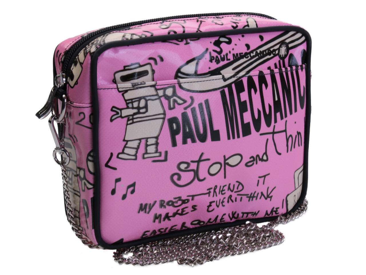 PINK CLUTCH "PAUL MECCANICO". MODEL PARK MADE OF LORRY TARPAULIN.