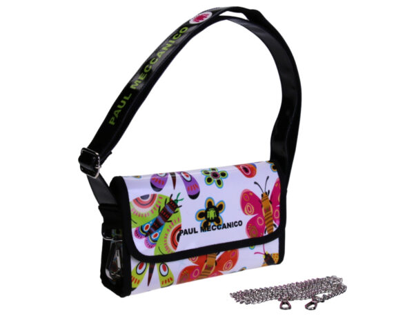 ...CLUTCH BAG "BUTTERFLIES AND FLOWERS". MODEL CANDY MADE OF LORRY TARPAULIN.