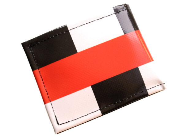 MEN'S WALLET BLACK, WHITE AND RED. MODEL CRIK MADE OF LORRY TARPAULIN.