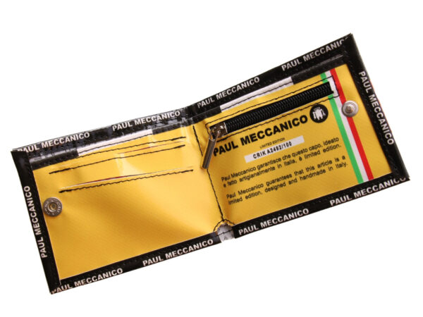MEN'S WALLET BLACK, WHITE AND RED. MODEL CRIK MADE OF LORRY TARPAULIN.