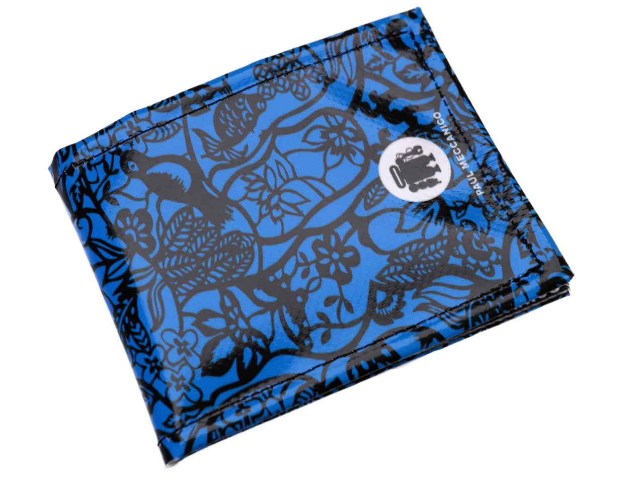 BLUE MEN'S WALLET WITH PAISLEY FANTASY. MODEL CRIK MADE OF LORRY TARPAULIN.