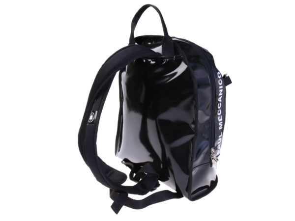 BLACK BACKPACK PAUL MECCANICO "ITALIA". MODEL SUPER MADE OF LORRY TARPAULIN.
