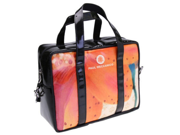 RECTANGULAR WOMEN'S BAG FLORAL FANTASY. MODEL PINCA MADE OF LORRY TARPAULIN.