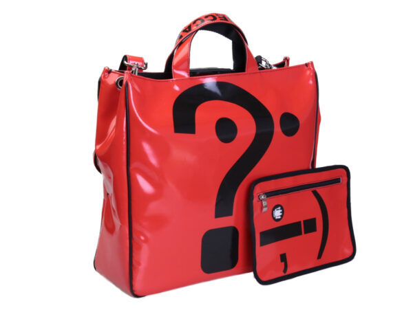 RED MAXI TOTE BAG . MODEL AIRSTONE MADE OF LORRY TARPAULIN.
