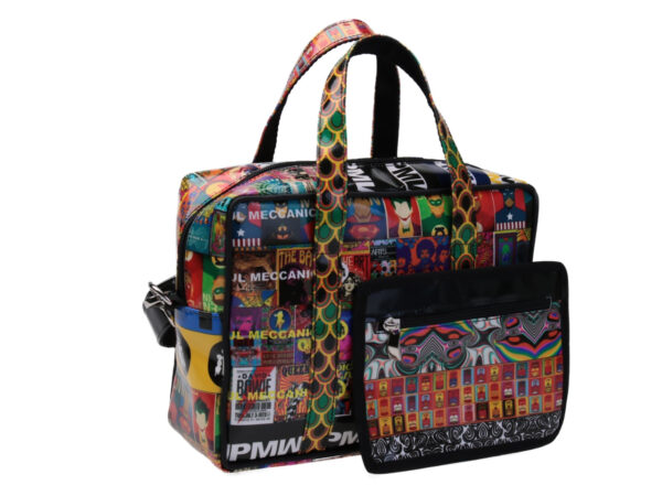 RECTANGULAR WOMEN'S BAG PATCHING FANTASY. MODEL PINCA MADE OF LORRY TARPAULIN.