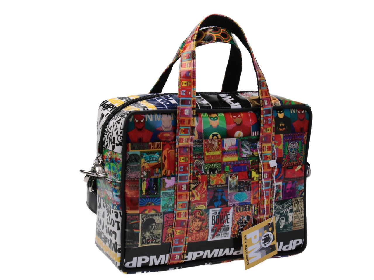 RECTANGULAR WOMEN'S BAG PATCHING FANTASY. MODEL PINCA MADE OF LORRY TARPAULIN.