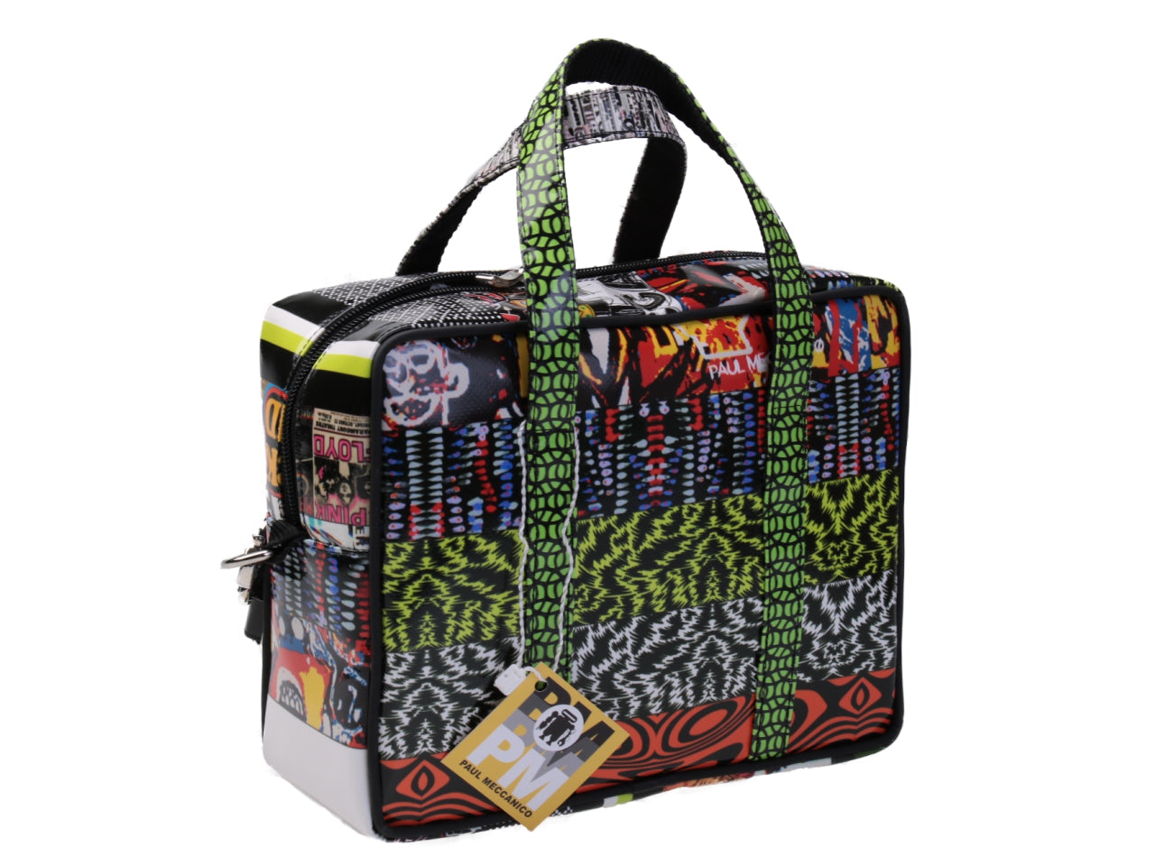 RECTANGULAR WOMEN'S BAG "PATCHING" FANTASY. MODEL PINCA MADE OF LORRY TARPAULIN.
