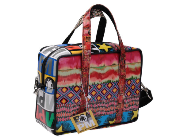 RECTANGULAR WOMEN'S BAG PATCHING FANTASY. MODEL PINCA MADE OF LORRY TARPAULIN.