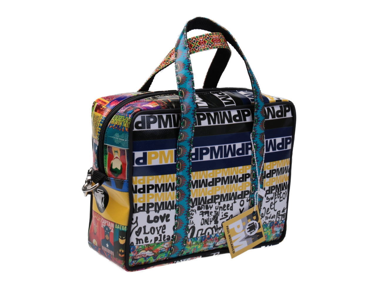 RECTANGULAR WOMEN'S BAG PATCHING FANTASY. MODEL PINCA MADE OF LORRY TARPAULIN.