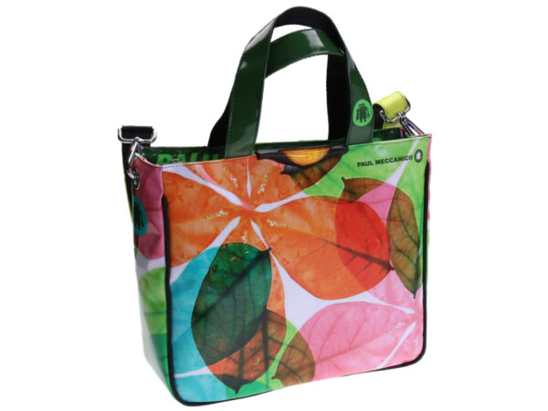 TOTE BAG FLORAL FANTASY. MODEL GLAM MADE OF LORRY TARPAULIN.