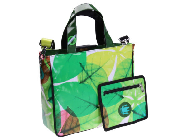 TOTE BAG FLORAL FANTASY. MODEL GLAM MADE OF LORRY TARPAULIN.