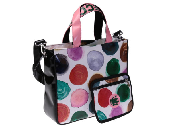 TOTE BAG POIS FANTASY WATERCOLOR EFFECT. MODEL GLAM MADE OF LORRY TARPAULIN.