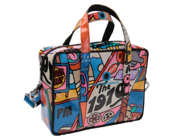 RECTANGULAR WOMEN'S BAG VINTAGE STYLE. MODEL PINCA MADE OF LORRY TARPAULIN.